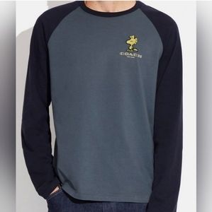 RARE FIND Coach X Peanuts MEN'S Raglan Long Sleeve Shirt CE547 (Size: L)
